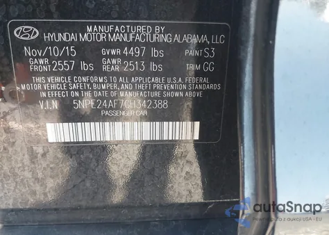 2016 Hyundai Sonata Se из США, поврежденный, VIN 5NPE24AF7GH342388